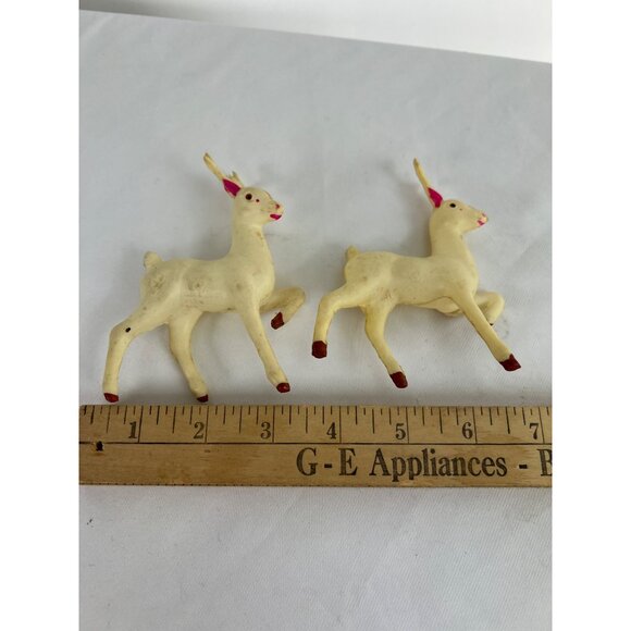 VTG 60s Japan White Plastic Reindeer Figurines Christmas Decor - Picture 5 of 7